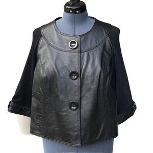 NVGARD COLLECTION Petites Leather Knit Black MCM Jacket Women Large (14-16) Goth